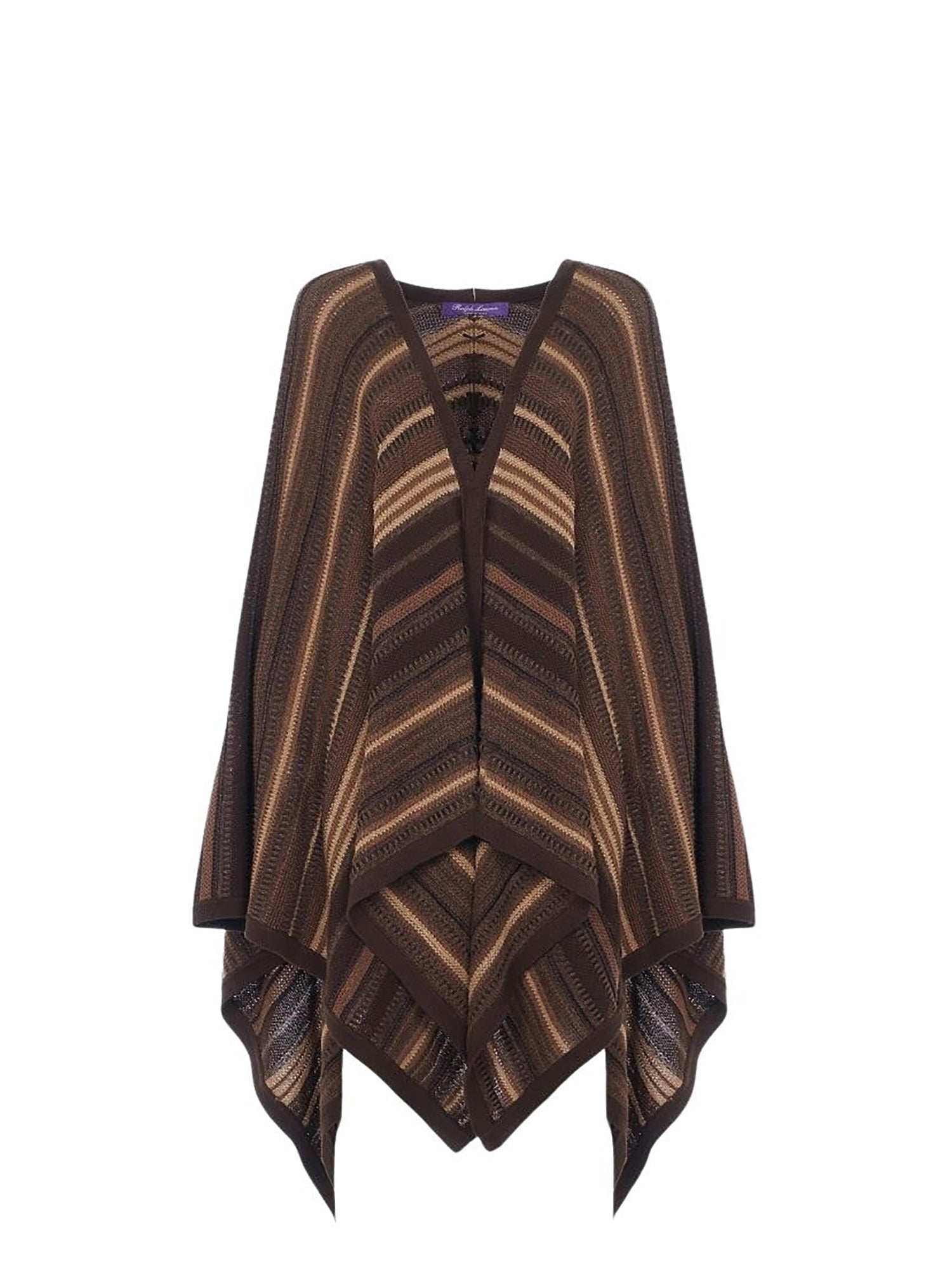 Pull Ruana en soie mélangée texturée - Mocha Multi