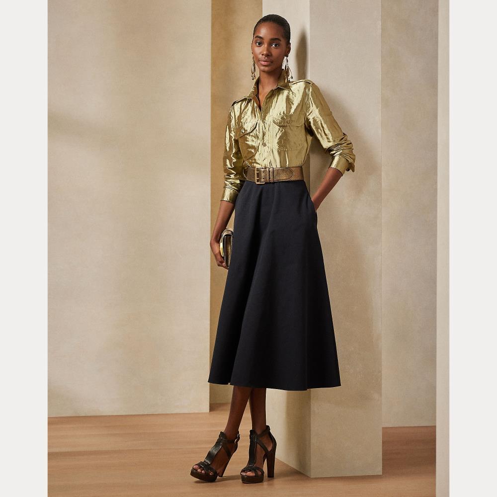 Chemise utilitaire en organza métallisé - Platine