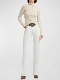 Cashmere pointelle funnel neck jumper - Classic Cream