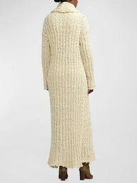 Shawl-collared cardigan in flamed wool - Classic Cream