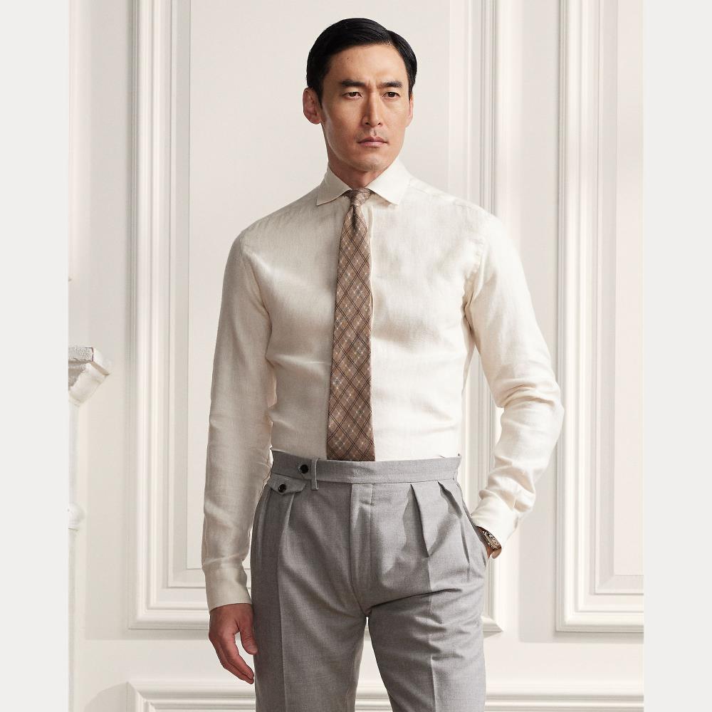 Chemise en sergé de lin gratté - Cream