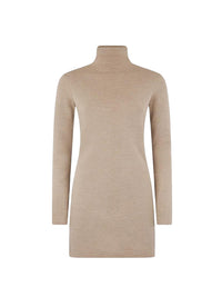 Pull tunique col cheminée en laine mérinos - Mineral Melange