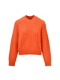 Twisted wool blend round neck jumper - College Orange Heather
