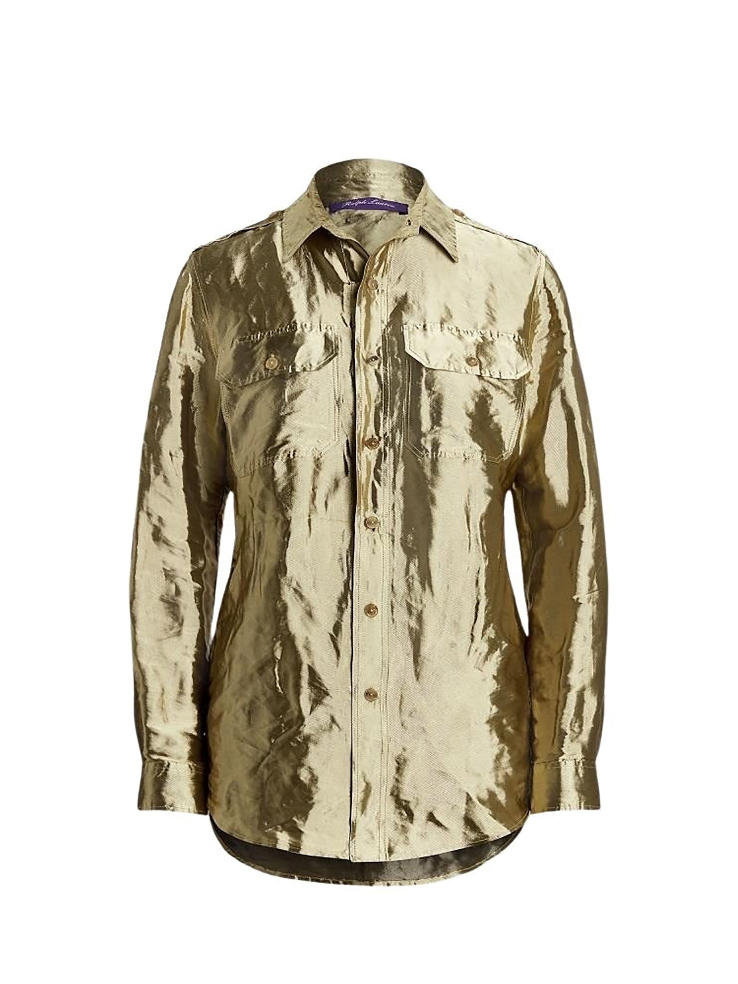 Chemise utilitaire en organza métallisé - Platine