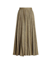 Arnav pleated skirt in worn linen twill - Olive & Tan