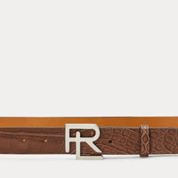 Ceinture alligator avec boucle RL - Chocolate