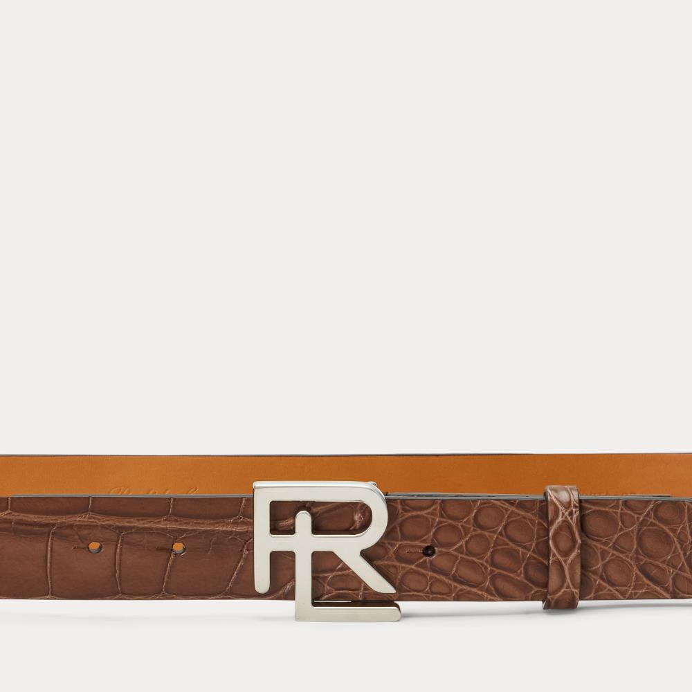 Ceinture alligator avec boucle RL - Chocolate