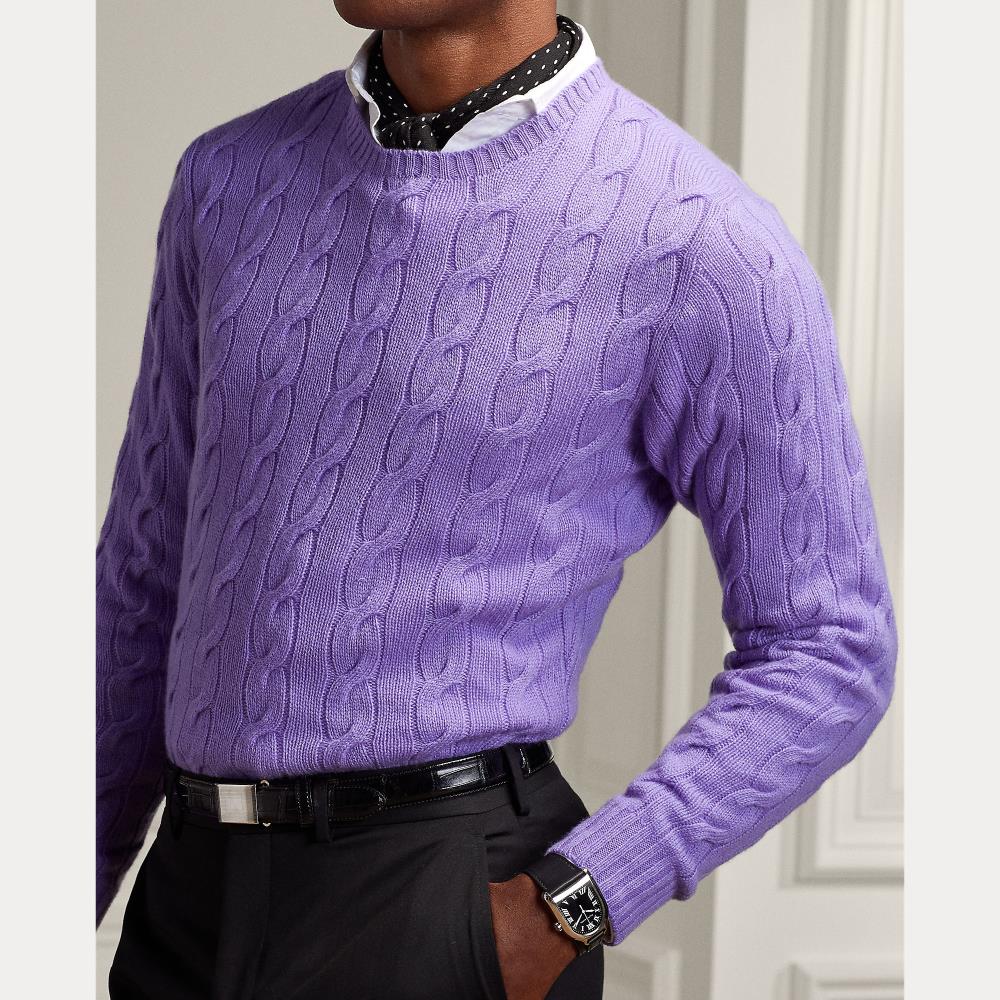 Pull torsadé en cachemire - Lavande Classique
