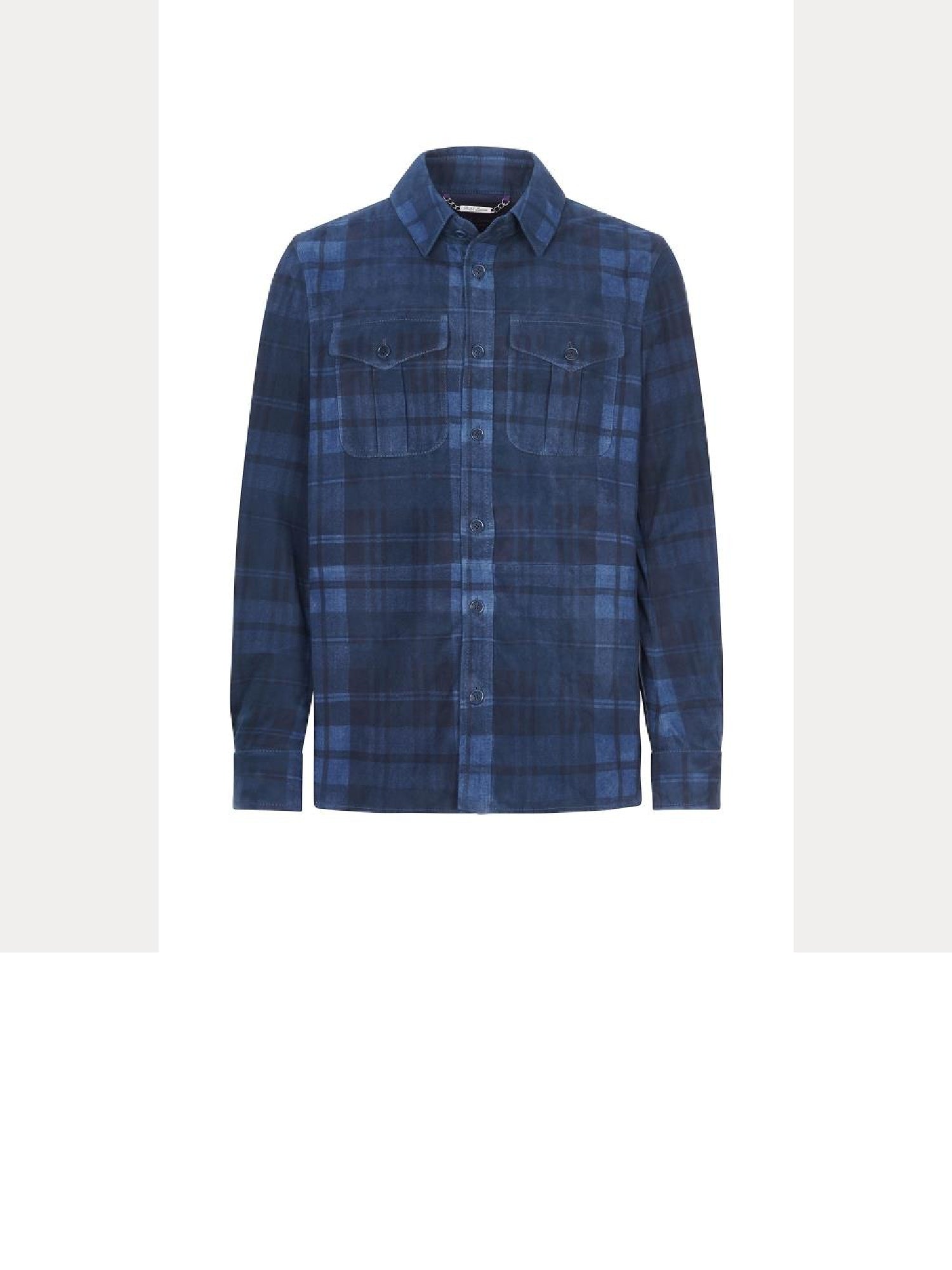 Surchemise à motif écossais en daim - Crown Blue Melange