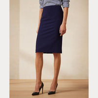 Jupe Cindy en crêpe de laine stretch - Navy