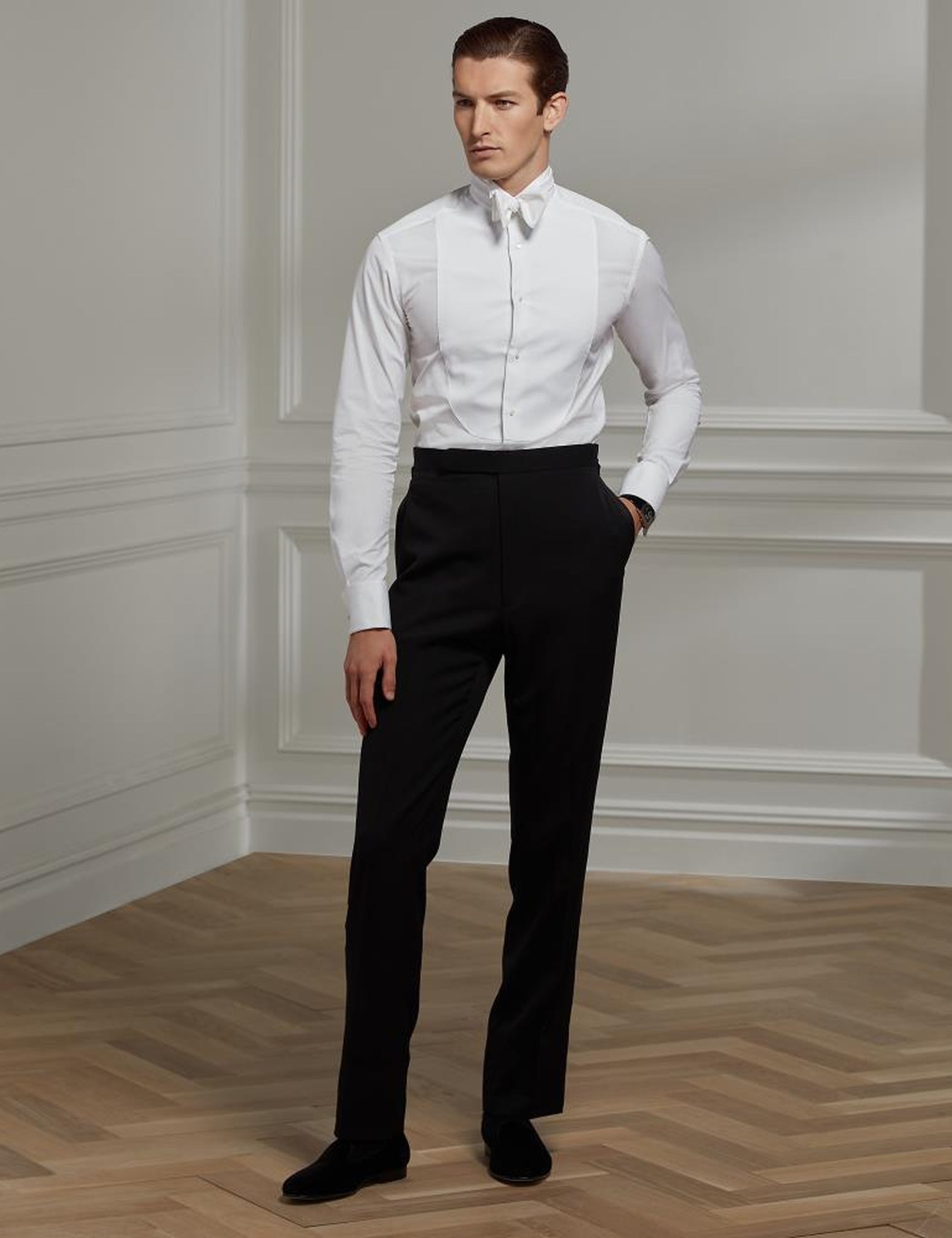 Chemise col cassé à plastron - White