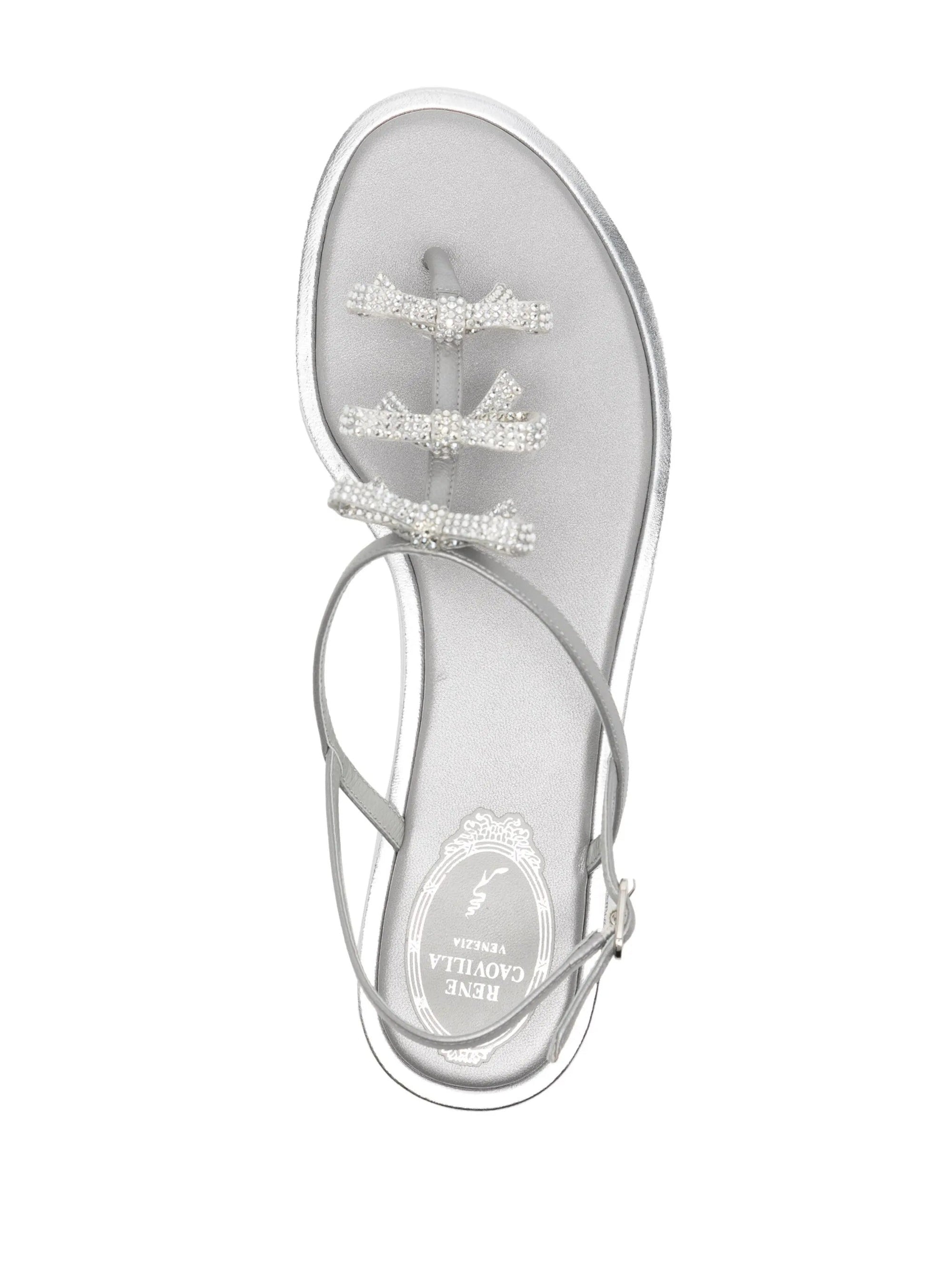 Sandales plates Diana à strass en cuir - Grigio & Silvershade