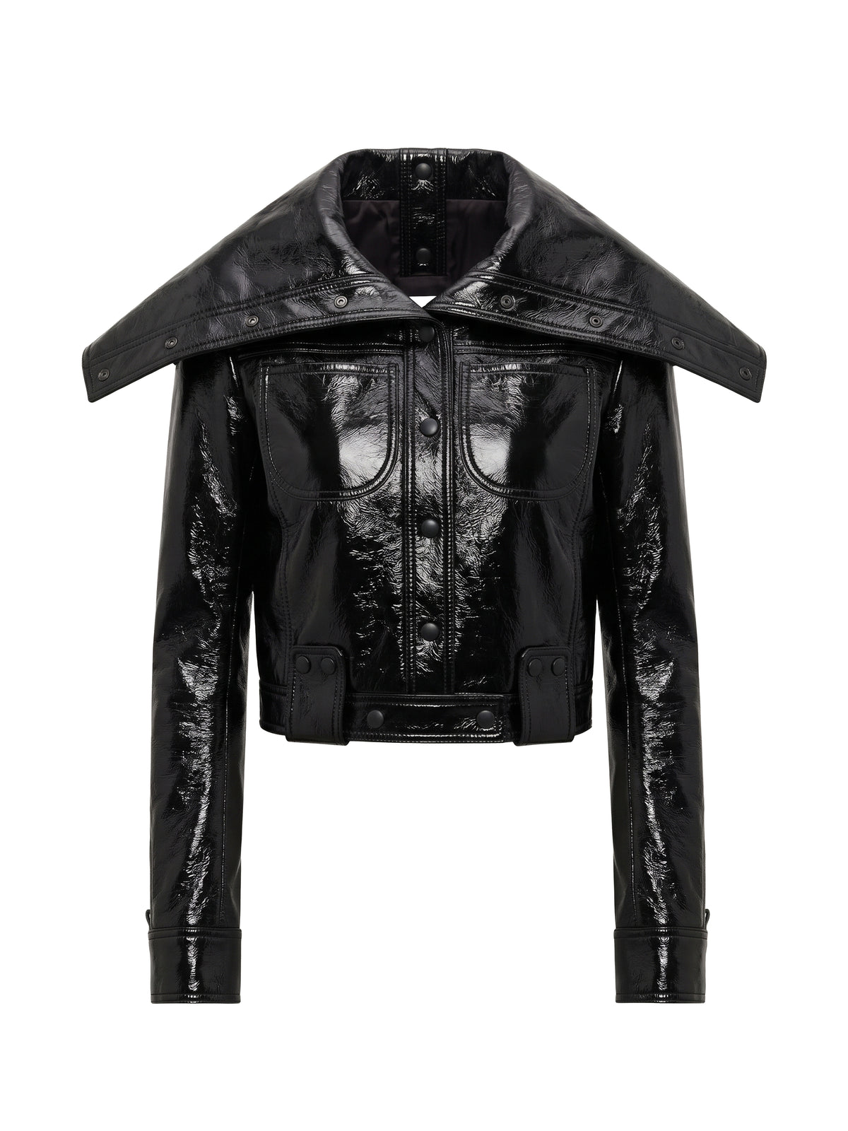 Blouson grand col avec pressions - Black