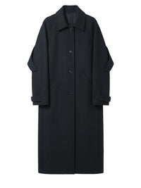 Manteau manches raglan avec bas volet - Black