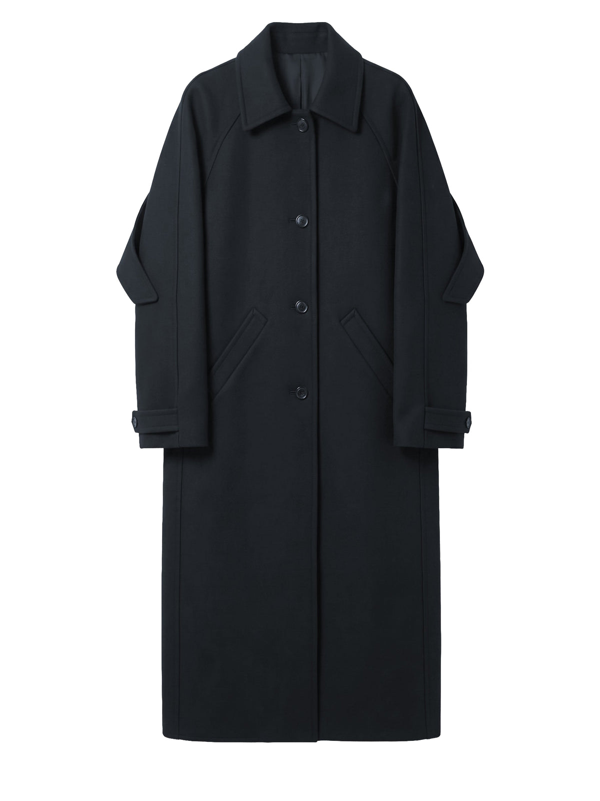 Manteau manches raglan avec bas volet - Black