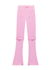 Pantalon évasé à pattes boutonnées - Rose