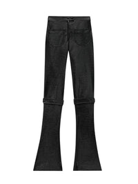 Pantalon en vinyle avec flap genoux - Black