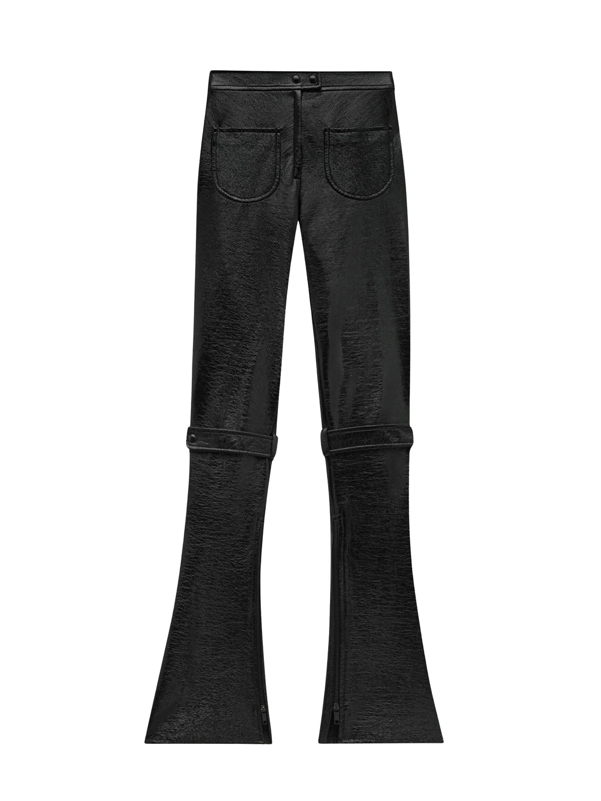 Pantalon en vinyle avec flap genoux - Black
