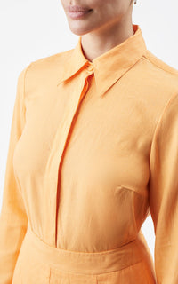 Cruz Shirt en fluorescent orange lin d’aloès popeline de chemise