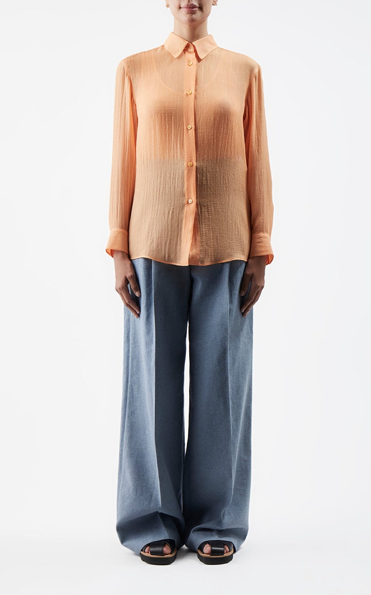 Ferrara Shirt en fluorescent orange cachemire soie gauze