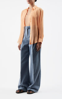 Ferrara Shirt en fluorescent orange cachemire soie gauze