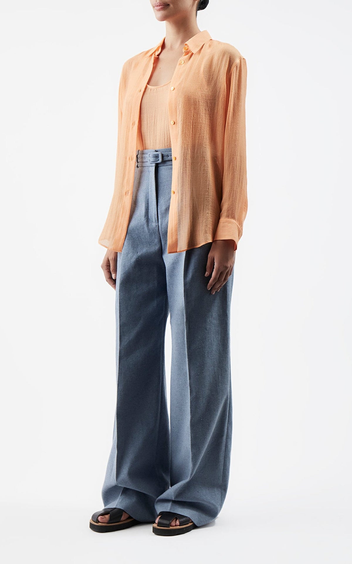 Ferrara Shirt en fluorescent orange cachemire soie gauze