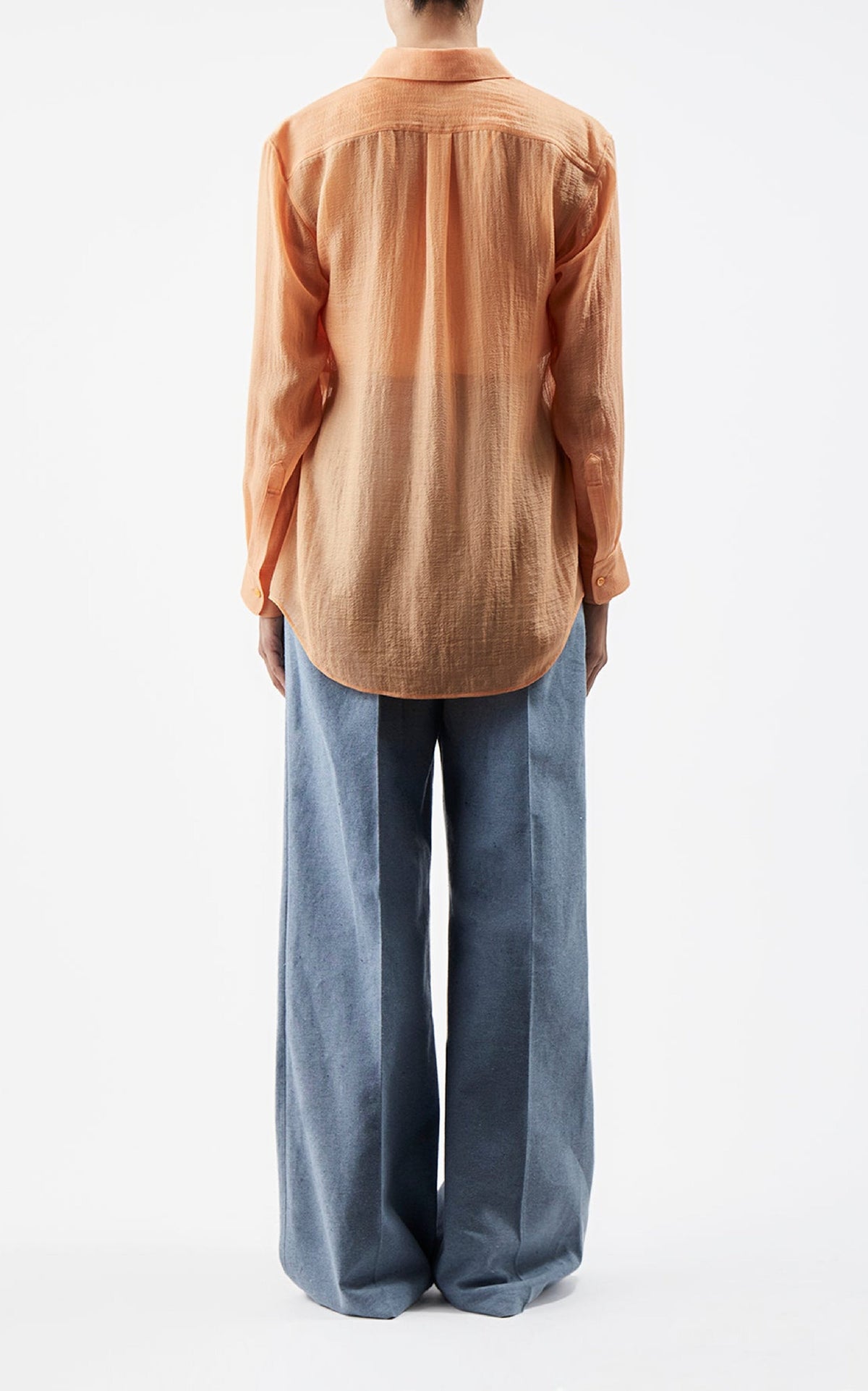 Ferrara Shirt en fluorescent orange cachemire soie gauze