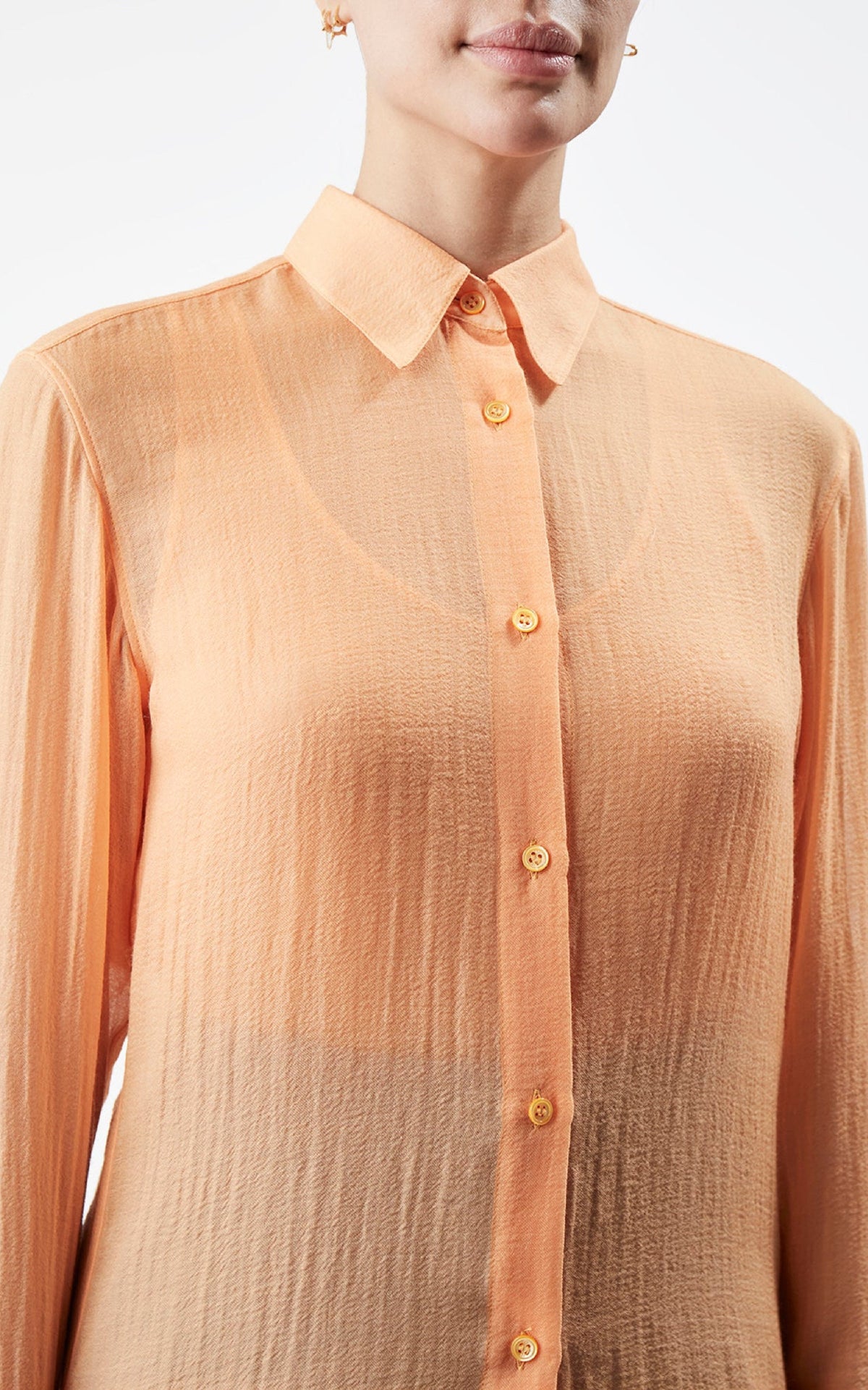 Ferrara Shirt en fluorescent orange cachemire soie gauze
