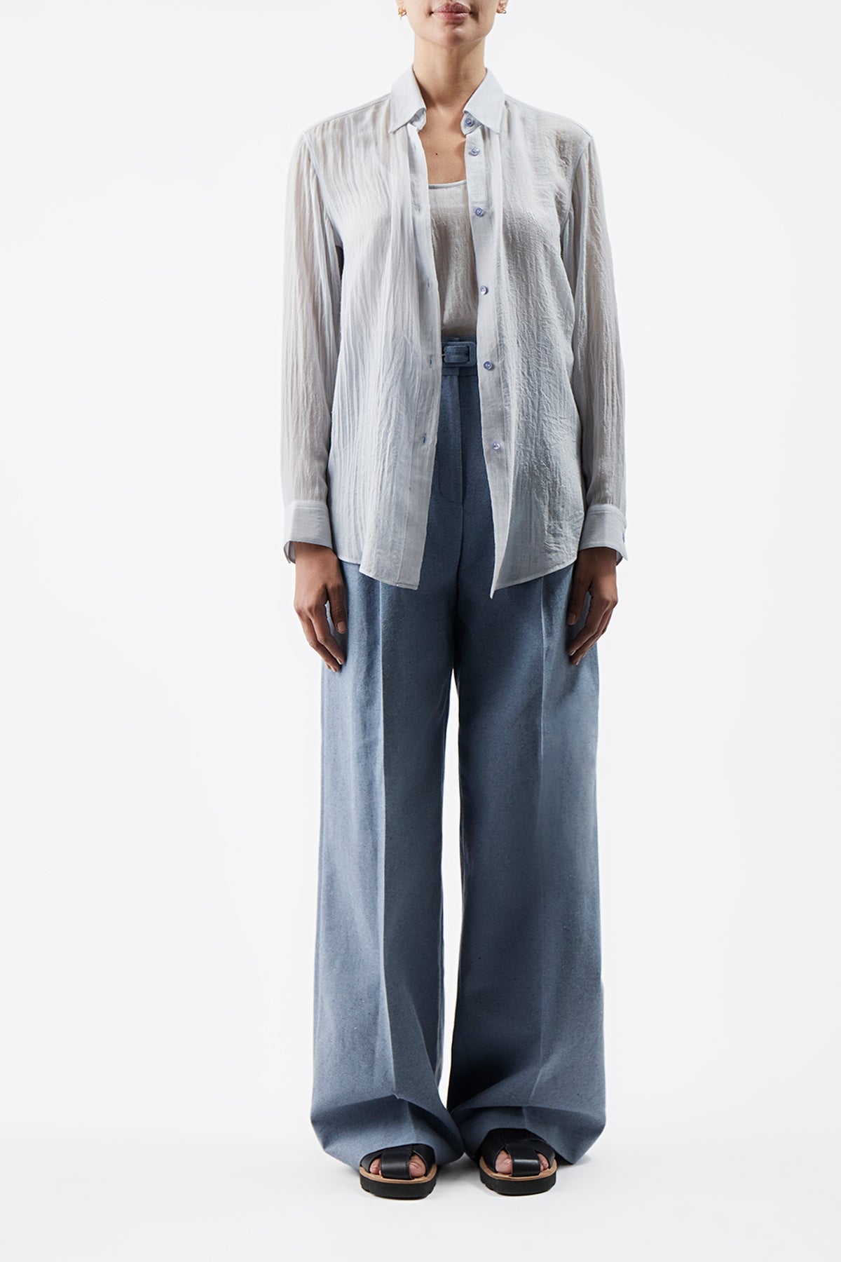 Ferrara Shirt en bleu clair cachemire soie gauze