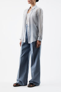 Ferrara Shirt en bleu clair cachemire soie gauze