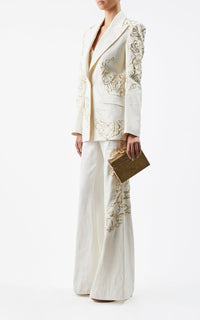 Rhein Pant en ivoire textured lin sub