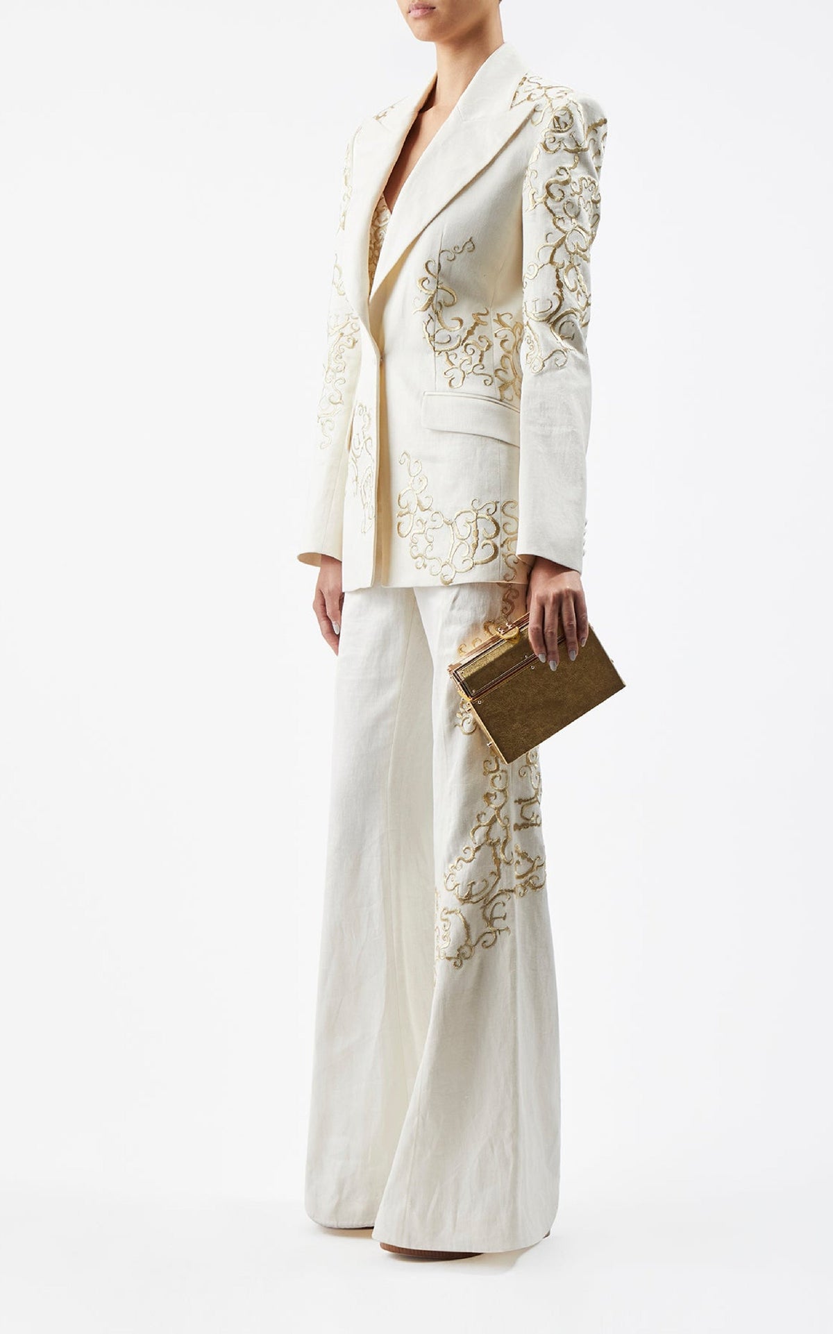 Rhein Pant en ivoire textured lin sub