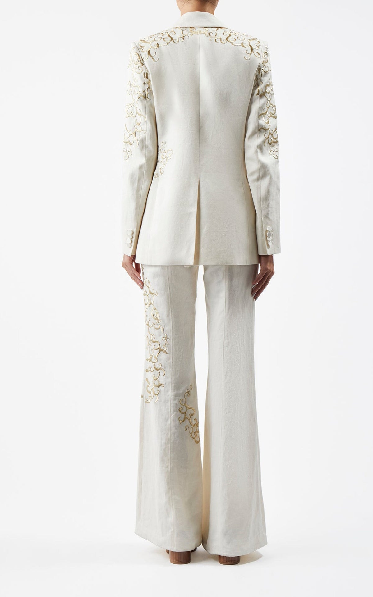 Rhein Pant en ivoire textured lin sub