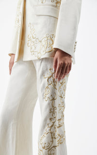 Rhein Pant en ivoire textured lin sub