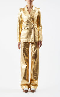 Vesta Pant en or métallisé nappa cuir