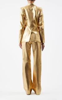Vesta Pant en or métallisé nappa cuir