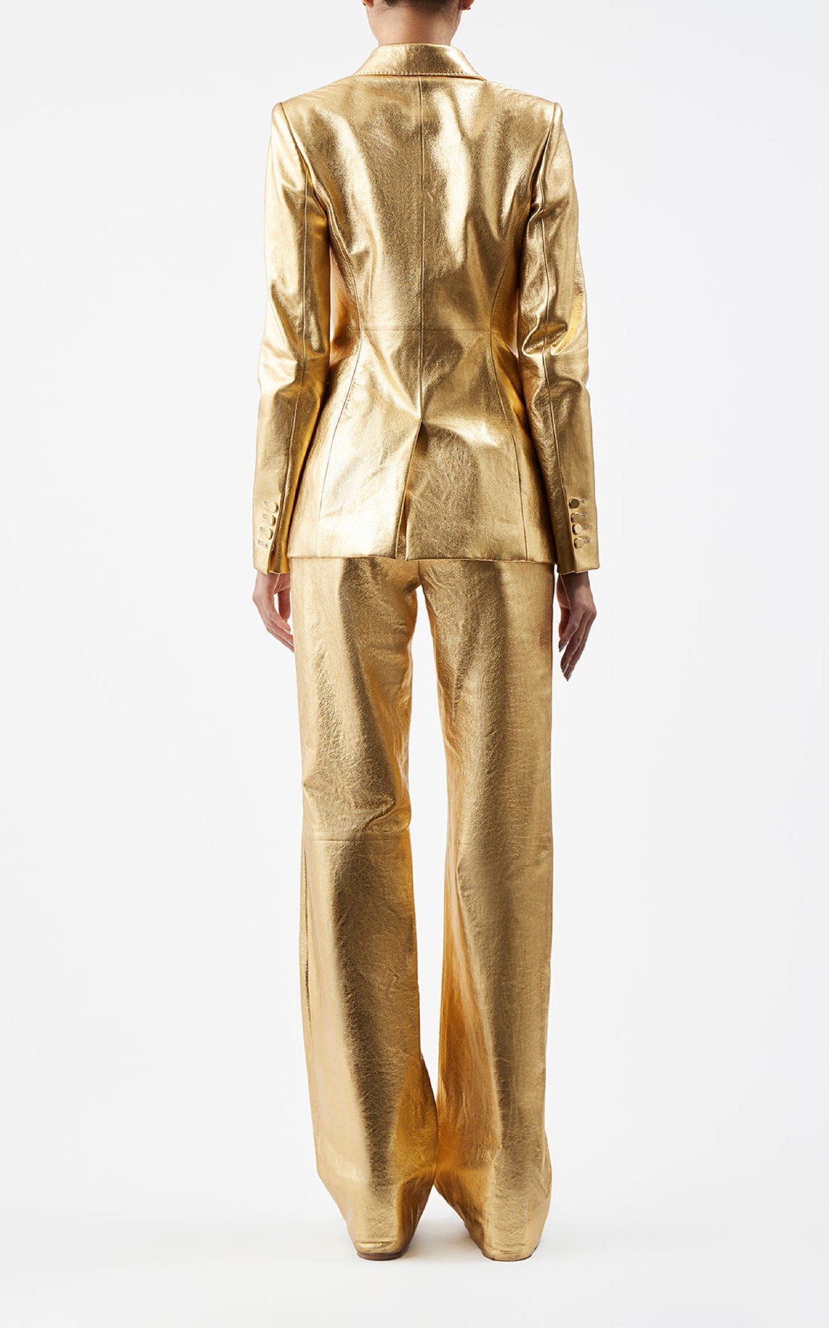 Vesta Pant en or métallisé nappa cuir