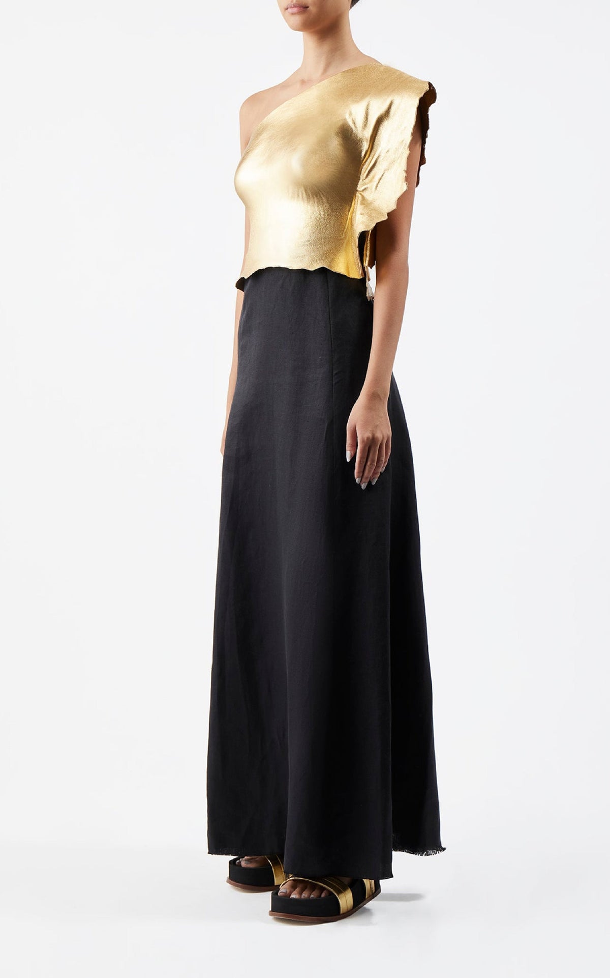 Cleis Dress en noir soie cady
