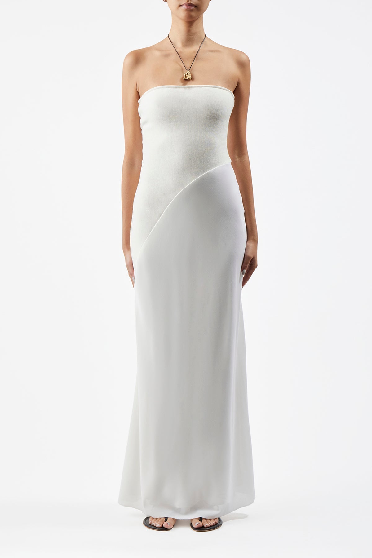 Ivory / Robe asymétrique Penna en laine - Ivory