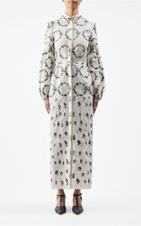 Mauri Dress en ivoire flammé lin soie