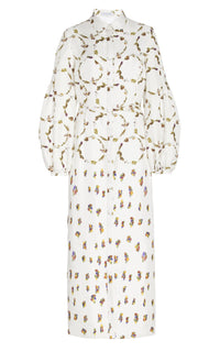 Mauri Dress en ivoire flammé lin soie