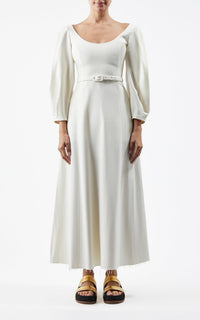 Mena Dress en ivoire eco friendly washed soie