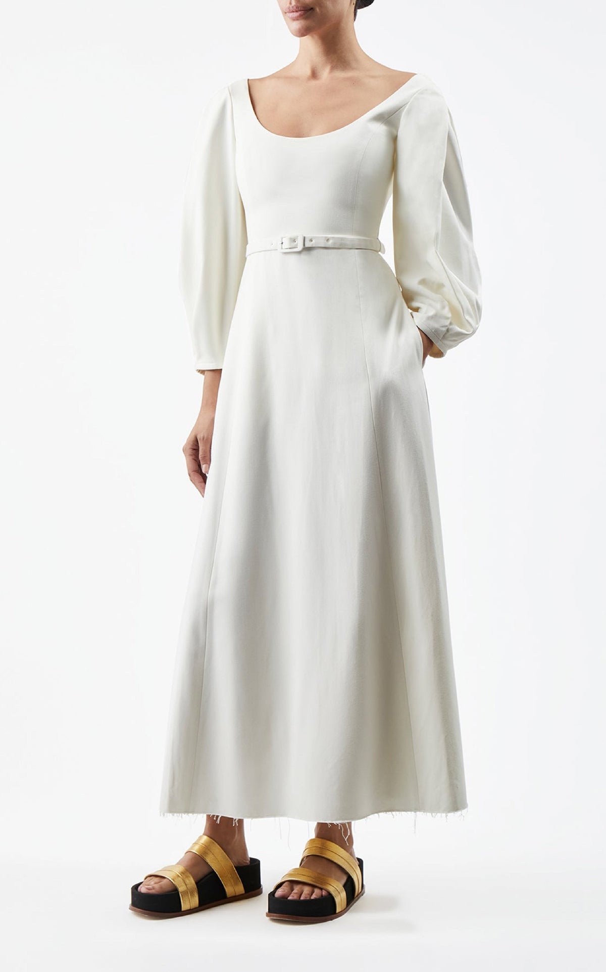 Mena Dress en ivoire eco friendly washed soie