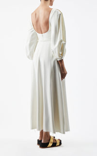 Mena Dress en ivoire eco friendly washed soie