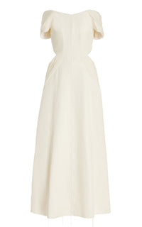 Erinna Dress en ivoire textured lin sub