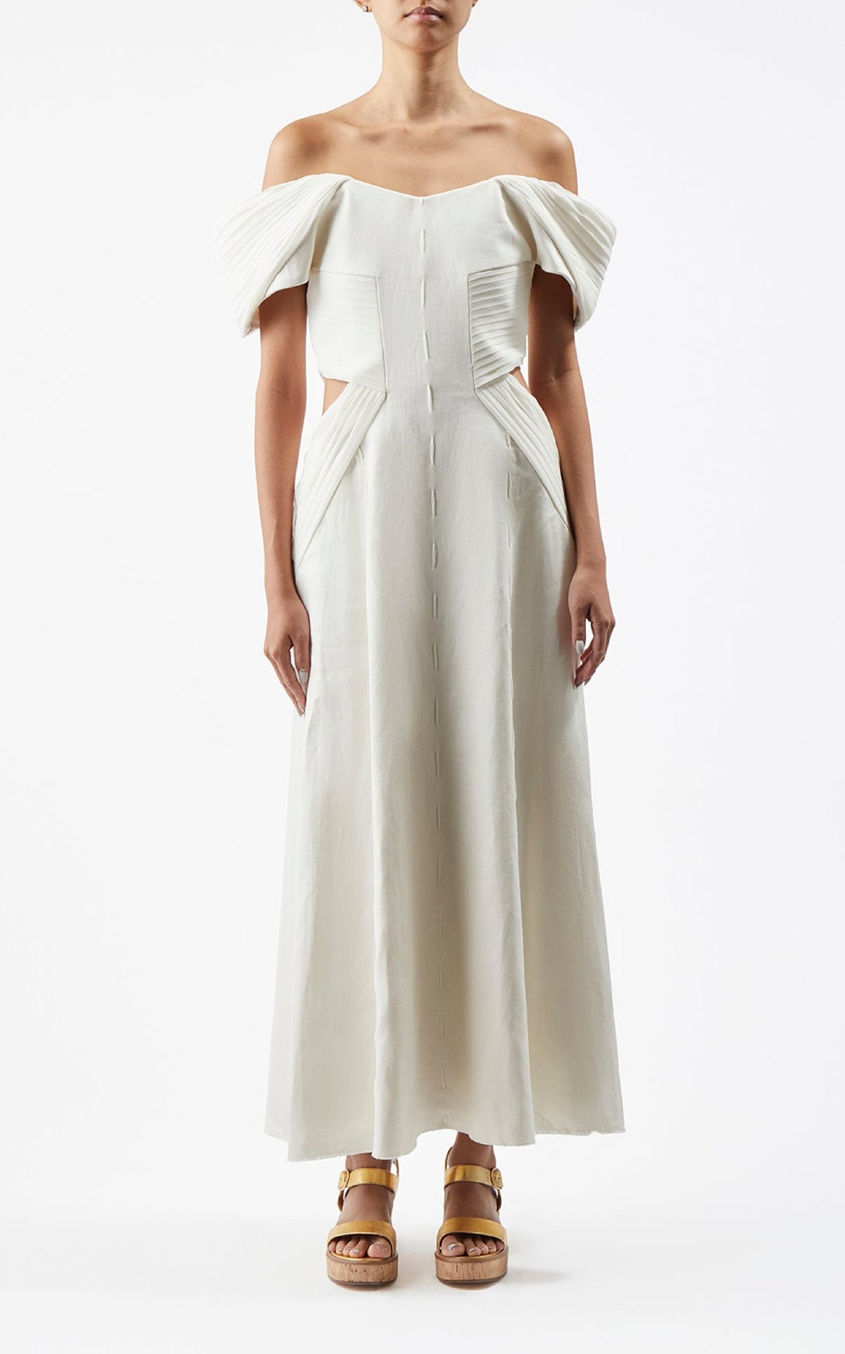 Erinna Dress en ivoire textured lin sub