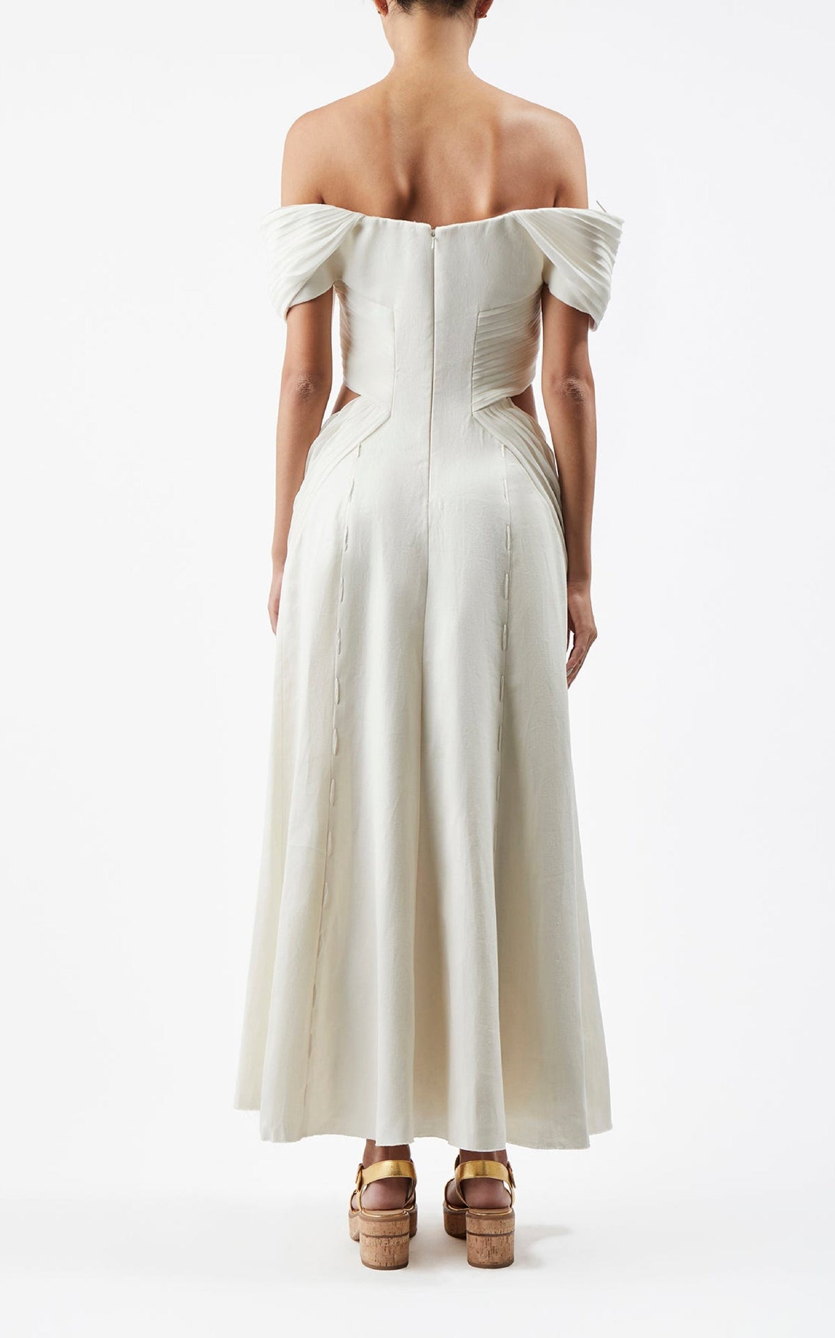 Erinna Dress en ivoire textured lin sub