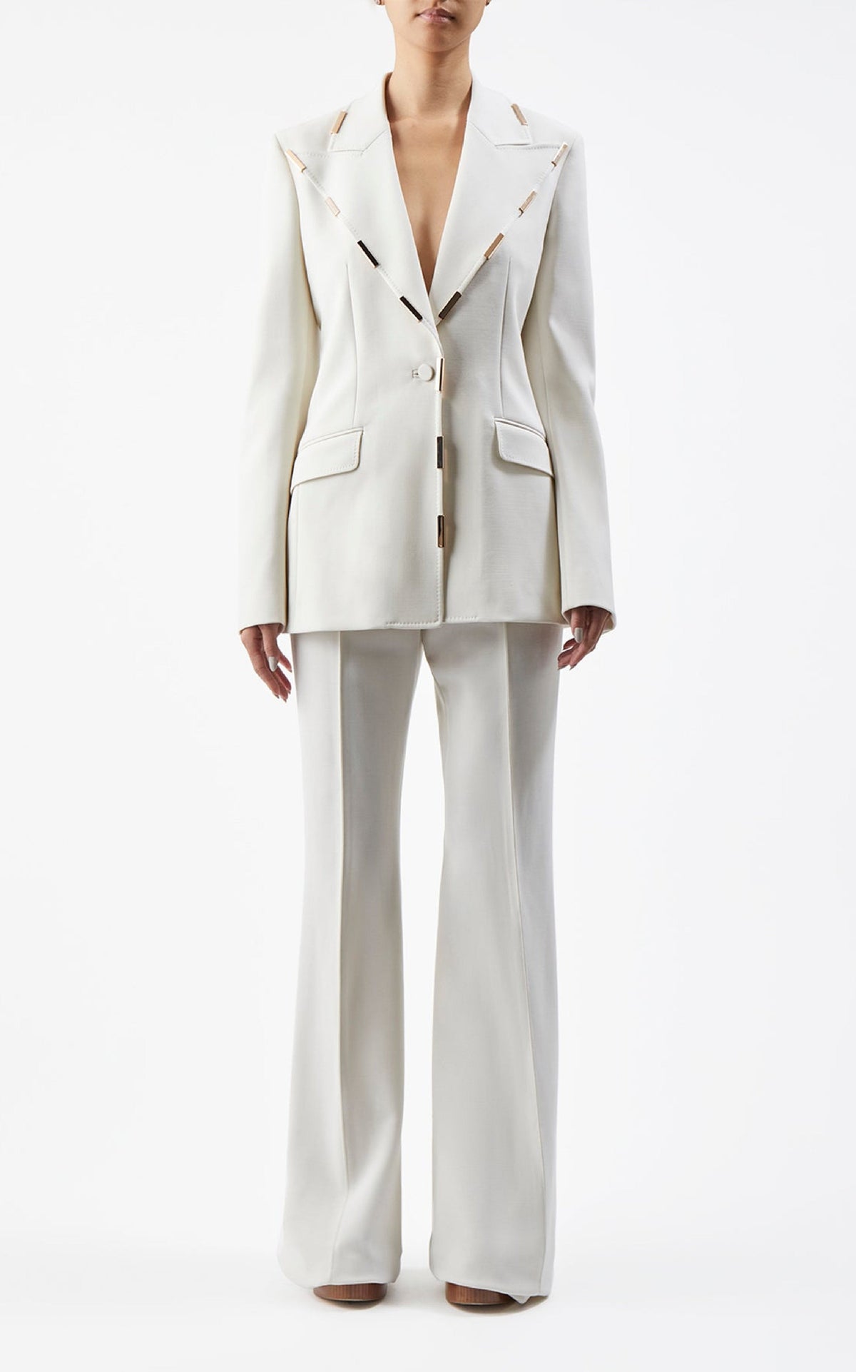 Leiva Blazer W/ Gold Bars en ivoire sportwear laine