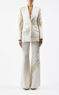 Ivory / Veste blazer Leiva en lin - Ivory