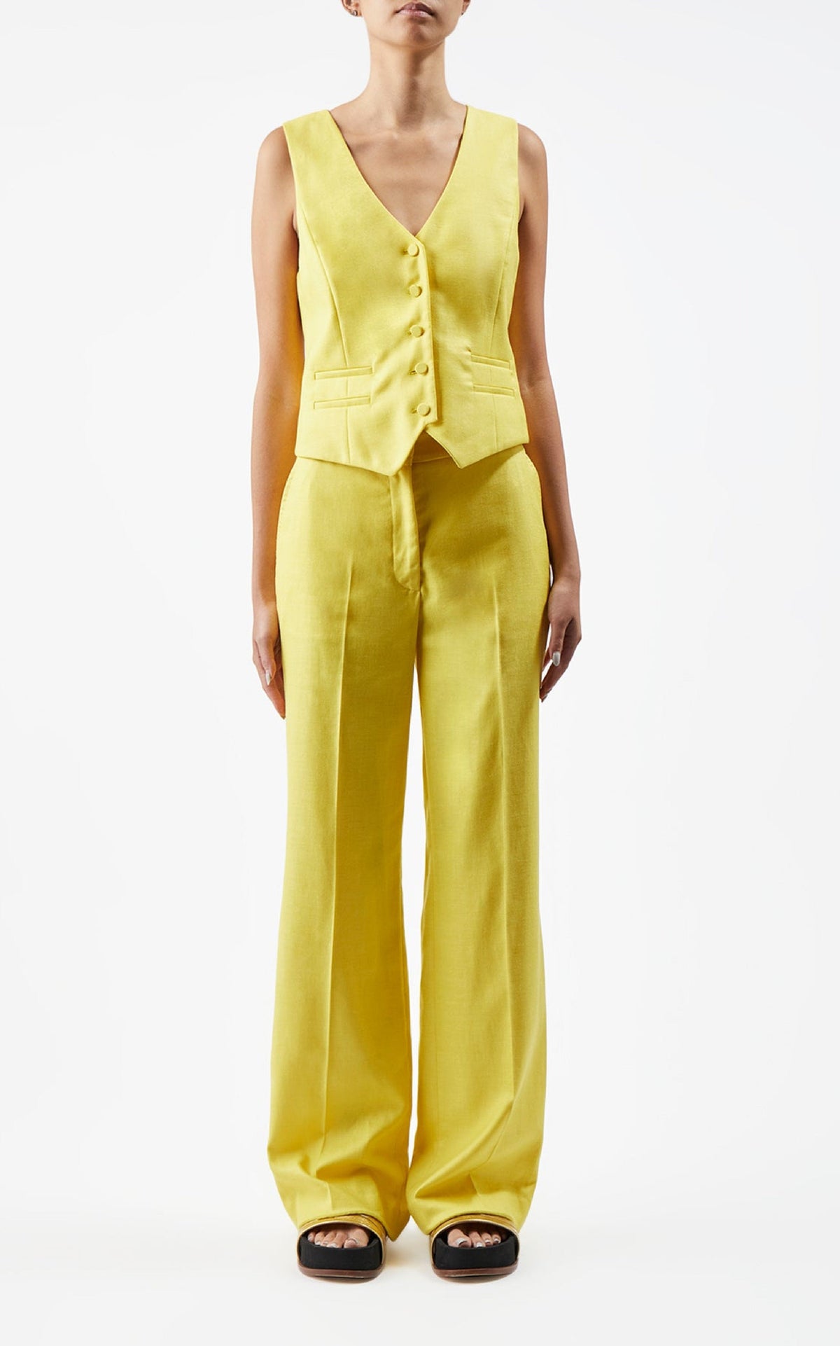 Coleridge Vest en jaune de cadmium sergé flammé drap de costume